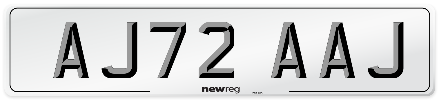 AJ72 AAJ Number Plate from New Reg